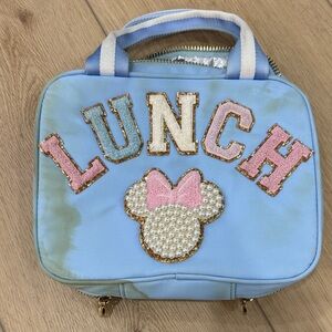Stoney Clover Lane Blue Lunch Bag with Pink and Gold Accents